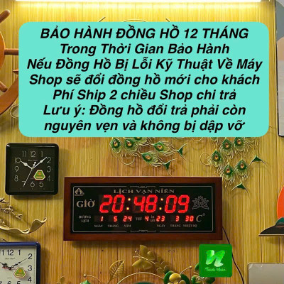 Đồng hồ LED LỊCH VẠN NIÊN khung gỗ  size 72x5x30cm đẹp sang trọng