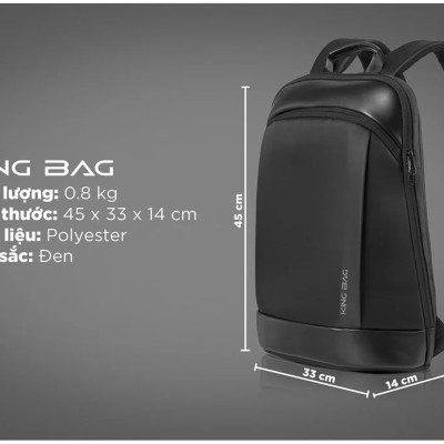 Balo Laptop 15.6 Inch KINGBAG KRATOS phối da bền bỉ, siêu nhẹ - Hàng Chính Hãng