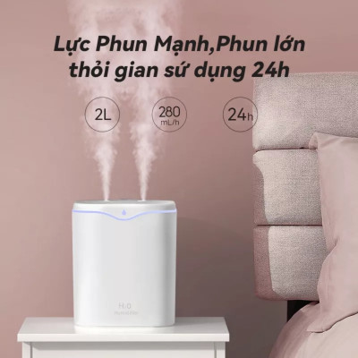 máy tạo ẩm không khí 2000ML Máy khuếch tán hương thơm siêu âm USB Máy tạo sương mù làm mát