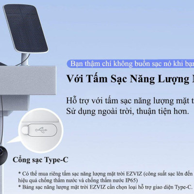 Camera Wifi Ngoài Trời Ezviz CB3 2M 1080P, Pin Sạc 5200mAh, Tặng Kèm Tắm Pin Năng Lượng - Hàng Chính Hãng