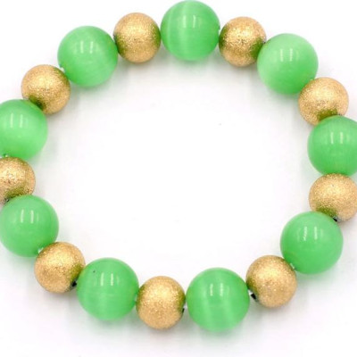 Chuỗi đeo tay - đá mắt mèo xanh lá 12 ly VMEXLHVM1 - hợp mệnh Mộc, mệnh Hỏa