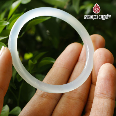 Vòng tay chalcedony thiên thanh bản tròn (bản 6-7mm) - Ngọc Quý Gemstones