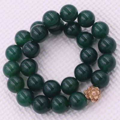 [Mệnh Mộc, Hỏa] Vòng Chuỗi Niệm Phật Đá Thạch Anh Xanh Lá 14 Ly 27 Hạt Charm Hoa Sen Inox, Vòng Chuỗi Phật Giáo, Chuỗi Niệm Phật Hạt To - Phong Thủy 868