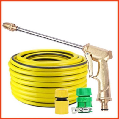Rửa xe tưới cây Bộ dây và vòi xịt tăng áp lực nước 300% loại 25m cút nhựa,nối nhựa 206701-3