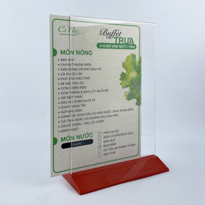 Kệ mica 2 mặt Enter E21 150x210mm đế màu A5 đứng, Kệ menu nhà hàng, Standee mica để bàn, Bảng quét mã QR Code