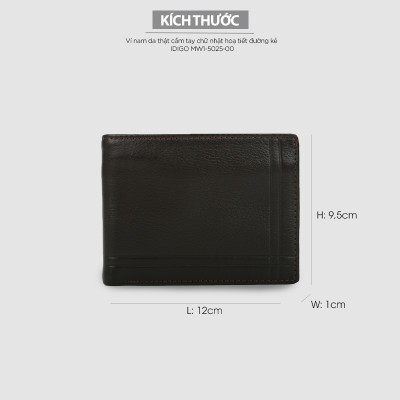 Ví nam da thật cầm tay chữ nhật hoạ tiết đường kẻ IDIGO MW1-5025-00