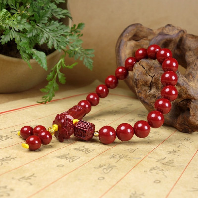 VÒNG TAY CHU SA NHƯ Ý CÁT TƯỜNG KHẮC LỤC TỰ OM MANI VÀ HOA SEN