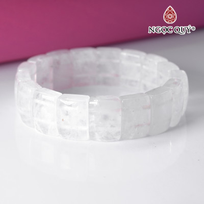 Vòng tay bản vuông đá thạch anh ưu linh trắng mệnh thủy kim - Ngọc Quý Gemstones