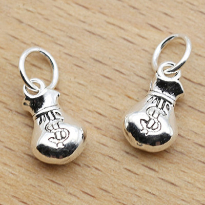 Combo 2 cái charm bạc hình túi tiền mặt treo - Ngọc Quý Gemstones