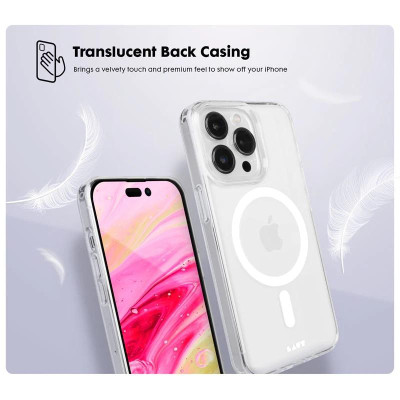 Ốp Lưng LAUT Crystal M lưng trong mờ không bám vân tay viền TPU dành cho iPhone 14 Series / 15 Plus - Hàng chính hãng