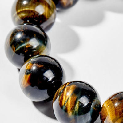 Vòng Tay Phong Thủy Nam Đá Mắt Hổ Xanh Đen Phối Charm Bạc (16mm) Mệnh Thủy, Mộc Ngọc Quý Gemstones