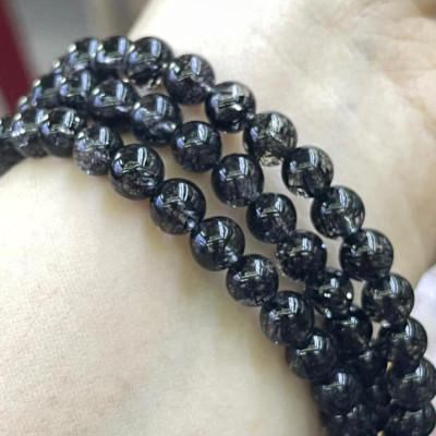 Vòng tay phong thủy Thạch Anh Tóc Đen Tự Nhiên VIP  Vòng size 6,8mm đẹp quấn 3 vòng tay kiểu bóng tay đẹp xinh  Hợp Nữ mệnh thủy mệnh mộc ạ