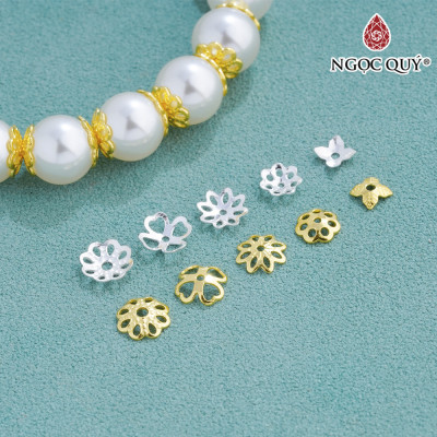 Charm bạc chụp hạt, bọc hạt họa tiết hoa văn - Ngọc Quý Gemstones
