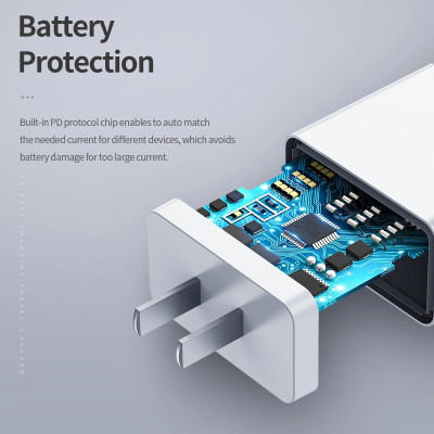 Cóc củ sạc nhanh 18W chuẩn PD 3.0 Type-C hiệu Rock T12 Pro trang bị chip sạc thông minh cho Macbook / Samsung / Oppo / Xiaomi / LG / Huawei / Vivo (Màu ngẫu nhiên) - Hàng nhập khẩu