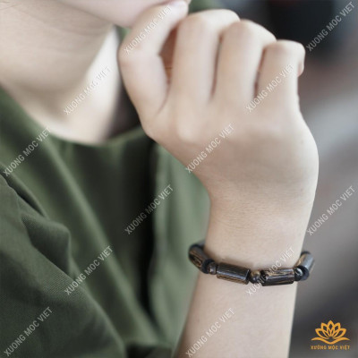 Vòng Tay Trầm Hương Trụ Trúc Sánh Chìm | Trầm Chìm Tự Nhiên Xưởng Mộc Việt