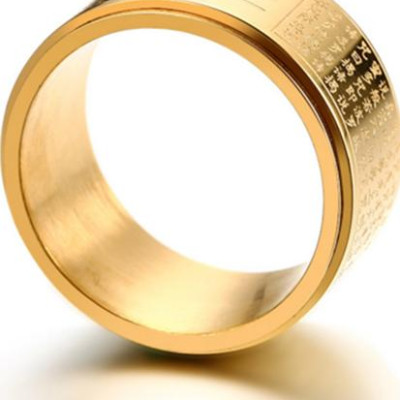 Nhẫn xoay Bát Nhã Tâm Kinh khắc chữ Vạn - Nhẫn phong thủy Hán ngữ may mắn bình an Ri99