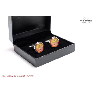 Khuy Cài tay áo Măng Set cao cấp đính đá - cufflinks , tặng kèm hộp nhỏ, hình bức tranh