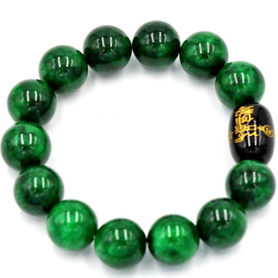 Vòng tay chuỗi hạt cẩm thạch đông ninh 14 ly Thái tuế phù DTTD24