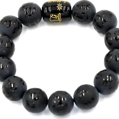 Vòng tay chuối hạt thạch anh phật chú 14 ly Thái tuế phù DTTD12