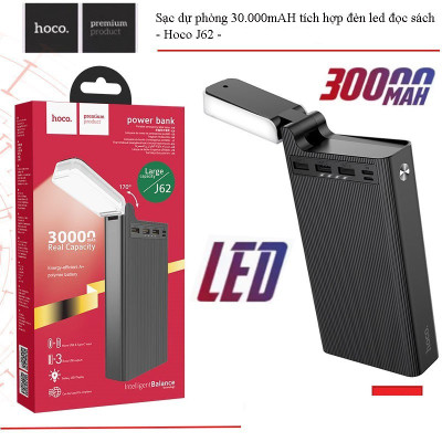 Pin Sạc Dự Phòng Dành Cho Hoco J62, Dung Lượng 30.000mAh, Có Đèn LED, Chất Liệu ABS Và PC Chống Cháy, An Toàn Khi Sử Dụng - Hàng Chính Hãng