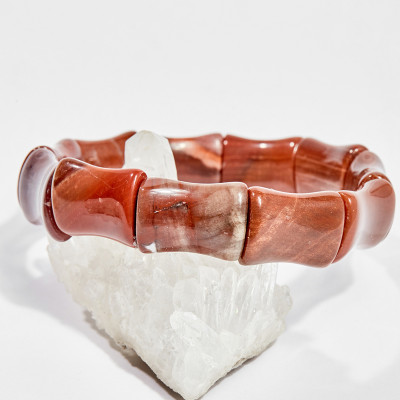 Vòng tay phong thủy đốt trúc gỗ hóa thạch 16x12mm mệnh hỏa , thổ - Ngọc Quý Gemstones