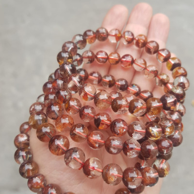 Vòng Tay Phong Thủy Nữ Đá Thạch Anh Ưu Linh Tự Nhiên Bóng Đẹp   Size hạt 9mm  Màu nâu trắng bóng tự nhiên sang trọng hợp nữ mệnh thổ mệnh kim đeo tốt sức khỏe, hợp tuổi hợp mệnh hợp làm ăn may mắn ạ