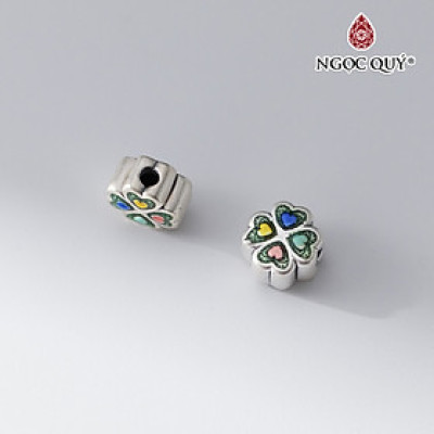 Charm bạc cỏ bốn lá xỏ ngang - Ngọc Quý Gemstones