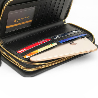 Ví cầm tay VICTOR - 2 dây kéo | Anh Tho leather