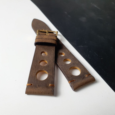 [Da thật] Dây đồng hồ handmade da bò sáp AL114LEA  (Kèm hộp + phụ kiện) Size 20/Size 22 - 100% da bò thật