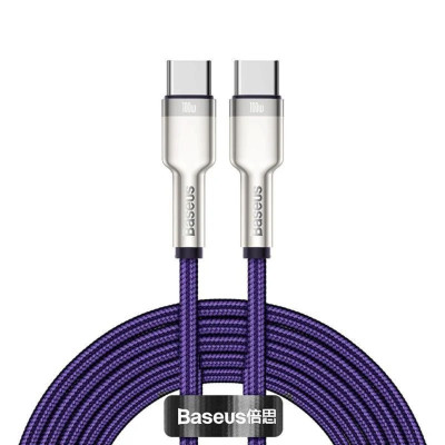 Cáp sạc nhanh Baseus Cafule Metal Series Type C to Type C 100W CATJK (Fast charge & Data Cable)- Hàng chính hãng