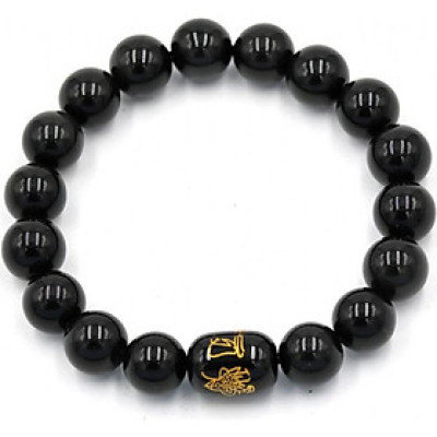 Vòng tay chuỗi hạt thạch anh đen 10 ly Thái tuế phù DTTD5