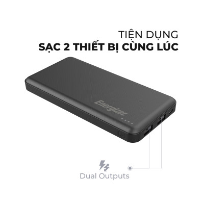 Sạc dự phòng Energizer 10,000mAh /3.7V Li-Polymer - UE10053 - Hàng Chính Hãng