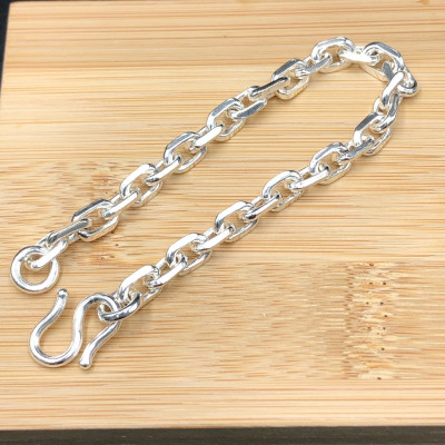 Lắc Tay Nam Bạc 925 Kiểu Mắt Xích Vuông Nam Tính Đơn Giản BẠC HIỂU MINH LTN041