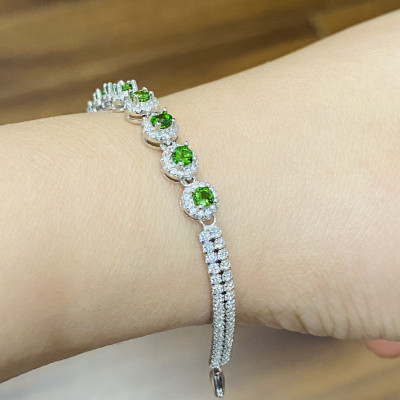 Lắc tay đính đá Diopside thiên nhiên (LB0171) - MOON Jewelry