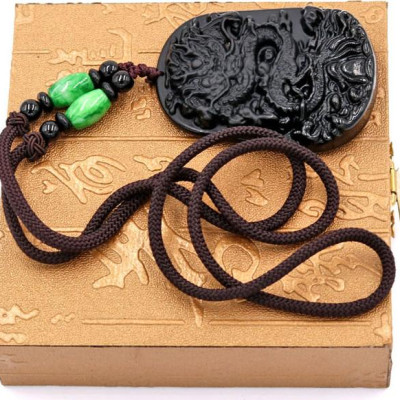 Vòng cổ tượng Rồng đen DDRD15 kèm hộp gỗ