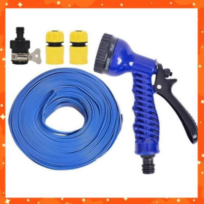 Bộ dây tăng áp 3 lần vòi xịt nước rửa xe, tưới cây loại 20m (cút nhựa nối nhựa đen) 206843