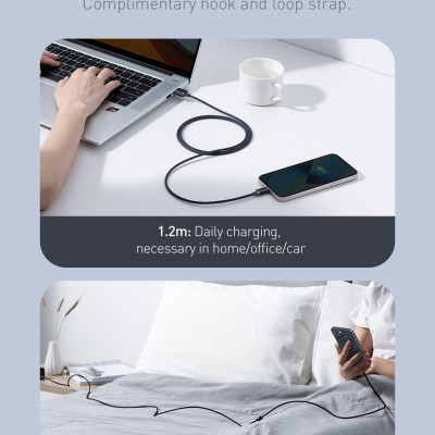 Cáp sạc nhanh và truyền dữ liệu Ba-se-us Crystal Shine Series Fast Charging Data Cable USB to iP 2.4A - Hàng chính hãng