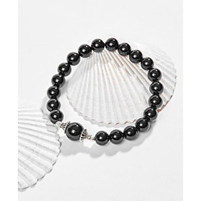 Vòng Tay Đá Thạch Anh Đen 8Mm Charm Bạc 925 Đuôi Bạc