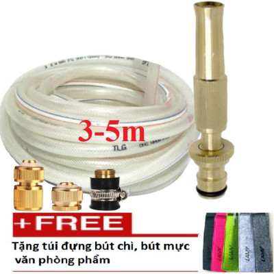 Bộ dây vòi xịt nước rửa xe, tưới cây . tăng áp 3 lần, loại 3m, 5m 206587Yđầu đồng,cút đồng+ tặng túi đựng bút