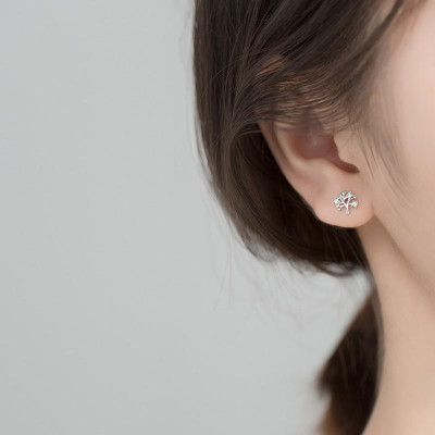 Khuyên tai bạc 925 cành cây đính đá trẻ trung mới lại thanh lịch Dế Bạc - K5199