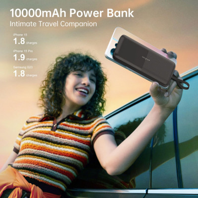 Pin dự phòng Choetech B654 dung lượng 10.000mAh 22.5W  tích hợp 2 cáp sạc Type C và L ( hàng chính hãng)