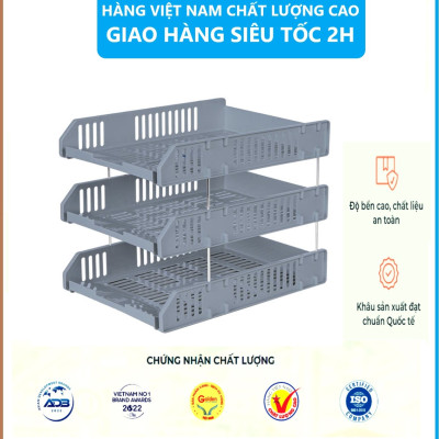 Khay Đựng Tài Liệu 3 Tầng 5683, Kệ Đựng Tài Liệu Văn Phòng Cao Cấp, Khay A4 nhiều ngăn tiện dụng - Hàng Việt Nam
