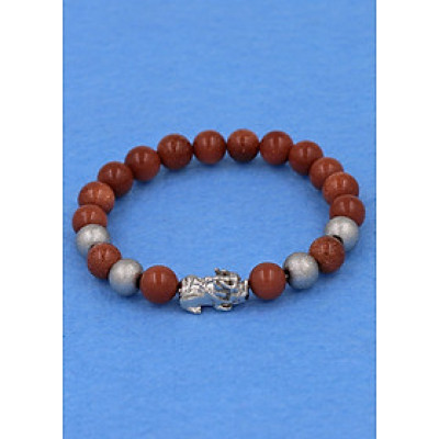 Chuỗi đeo tay đá kim sa 8 ly - cẩn Tỳ Hưu inox bạc VKSTHTB8 - hợp mệnh Thổ, mệnh Mộc