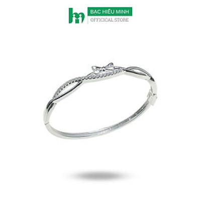 Lắc Tay Nữ Bạc Ta Nguyên Chất S99 Hình Nơ Đính Đá Sang Trọng BẠC HIỂU MINH LTU630