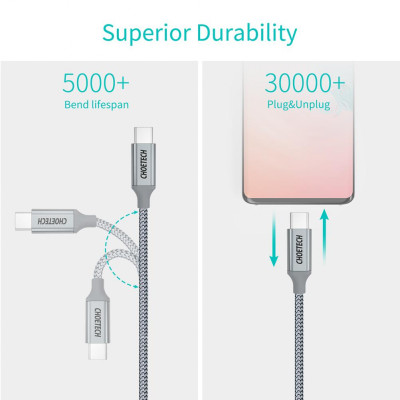 Cáp Sạc Choetech XCC-1002 Nhanh 100W Type C to Type C Dài 1.8M (hàng chính hãng)