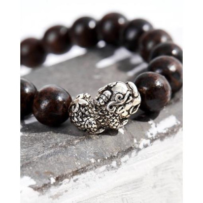 Vòng Tay Trầm Hương Charm Bạc 925 Tỳ Hưu tự nhiên phong thủy Udumbara