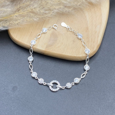 Vòng Tay Lắc Tay Nữ Bạc Ta Đính Đá Nhân Tạo BẠC HIỂU MINH LTU613