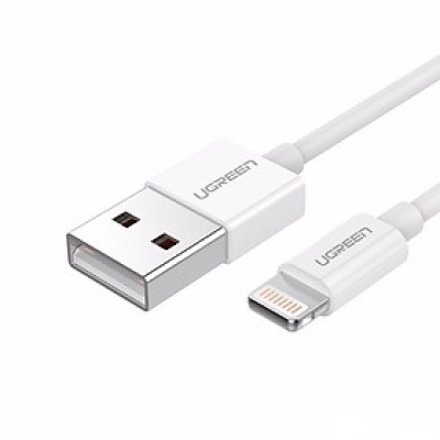 Cáp Lightning ra Usb 0.5M mạ nickel chống nhiễu Ugreen 155MT80313US 50CM màu trắng hàng chính hãng