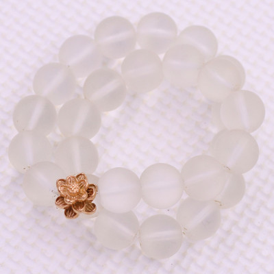 [Mệnh Kim, Thủy] Vòng Chuỗi Niệm Phật Đá Thạch Anh Trắng Mờ 14 Ly 27 Hạt Charm Hoa Sen Inox, Vòng Chuỗi Phật Giáo, Chuỗi Niệm Phật Hạt To - Phong Thủy 868