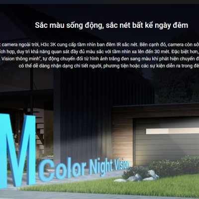 Camera Wifi EZVIZ H3C 5MP 3K  Có Màu Ban Đêm, Đèn Cảnh Báo - Hàng Chính Hãng